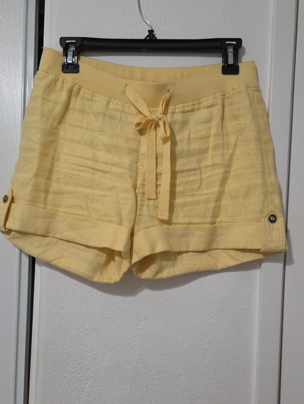 INC International Concepts Pale Yellow Linen-Blend Drawstring Shorts